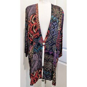 Vintage 80s New Options Kate Geddes Lagenlook Artsy Long Duster Jacket Large